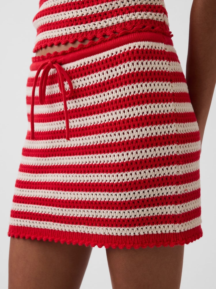 Gap Red Crochet Stripe Easy Mini Skort - Image 1 of 4