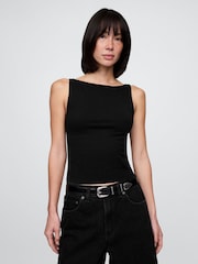 Gap Black CloseKnit Jersey Boatneck Crop Vest - Image 1 of 3