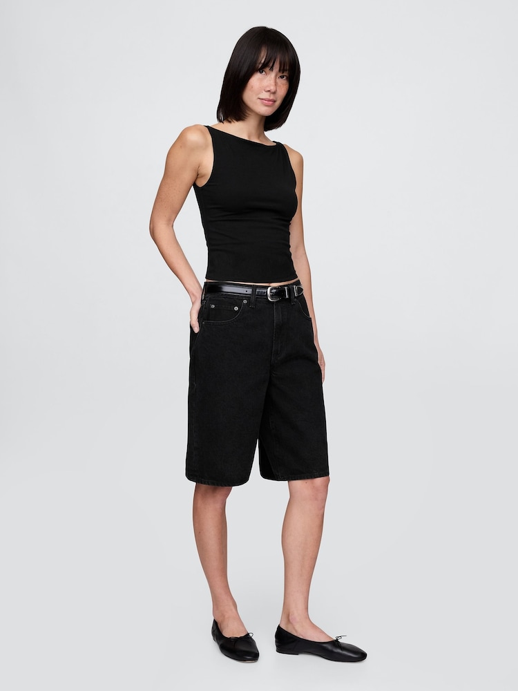 Gap Black CloseKnit Jersey Boatneck Crop Vest - Image 3 of 3