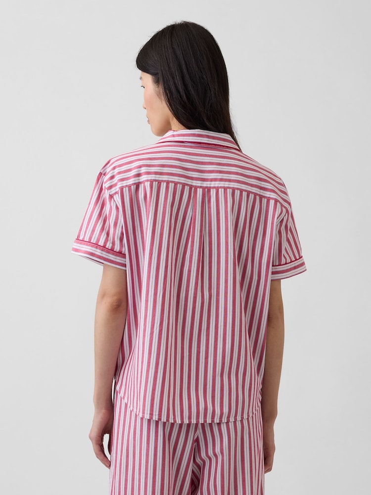 Gap Red Stripe Poplin Pyjama Short Sleeve Shirt - Image 2 of 4