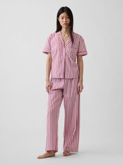Gap Red Stripe Poplin Pyjama Short Sleeve Shirt - Image 3 of 4