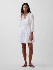 Gap White Lace-Trim Mini V-Neck Dress - Image 1 of 4