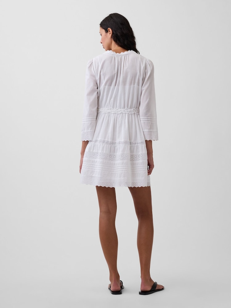 Gap White Lace-Trim Mini V-Neck Dress - Image 2 of 4