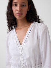 Gap White Lace-Trim Mini V-Neck Dress - Image 4 of 4