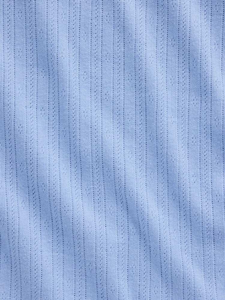 Gap Light Blue Pointelle Crew Neck Short Sleeve T-Shirt - Image 3 of 3