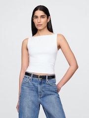 Gap White CloseKnit Jersey Boatneck Crop Vest - Image 1 of 3