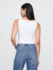 Gap White CloseKnit Jersey Boatneck Crop Vest - Image 2 of 3
