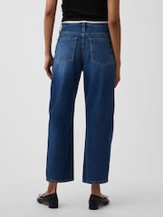 Gap Blue High Waisted Crop Barrel Jeans - Image 2 of 4