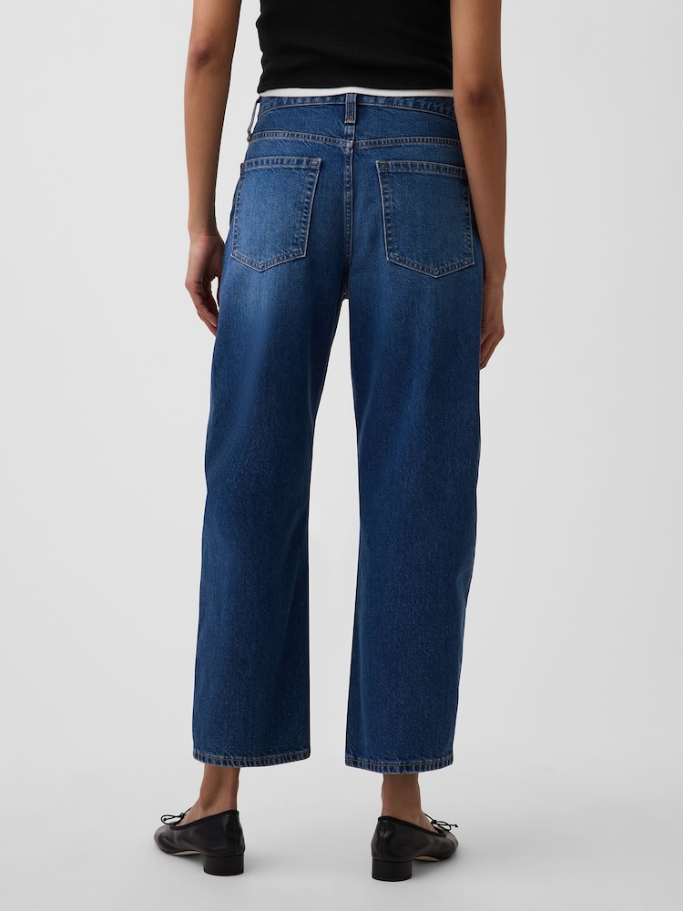 Gap Blue High Waisted Crop Barrel Jeans - Image 2 of 4