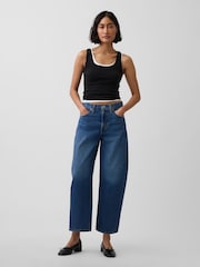 Gap Blue High Waisted Crop Barrel Jeans - Image 4 of 4