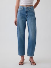 Gap Medium Wash High Waisted Crop Barrel Jeans - Image 1 of 4