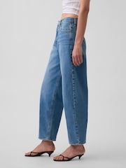 Gap Medium Wash High Waisted Crop Barrel Jeans - Image 3 of 4
