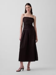 Gap Brown Poplin Drop-Waist Maxi Dress - Image 1 of 4