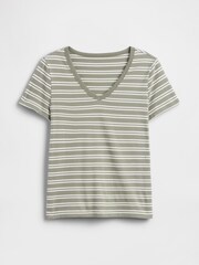 Gap Grey stripe Favourite V-Neck Short Sleeve T-Shirt - Image 5 of 5