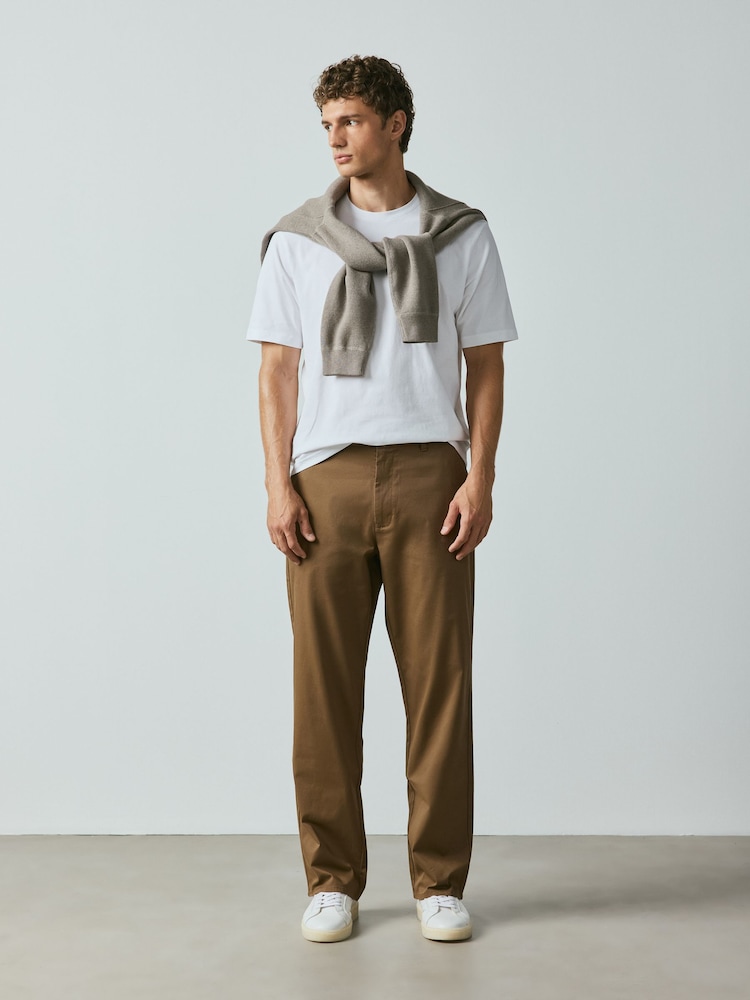 Tan Brown Relaxed Fit Cotton Rich Stretch Chinos - Image 1 of 10 Tan Brown Relaxed Fit Cotton Rich Stretch Chinos - Image 1 of 10