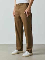 Tan Brown Relaxed Fit Cotton Rich Stretch Chinos - Image 3 of 10