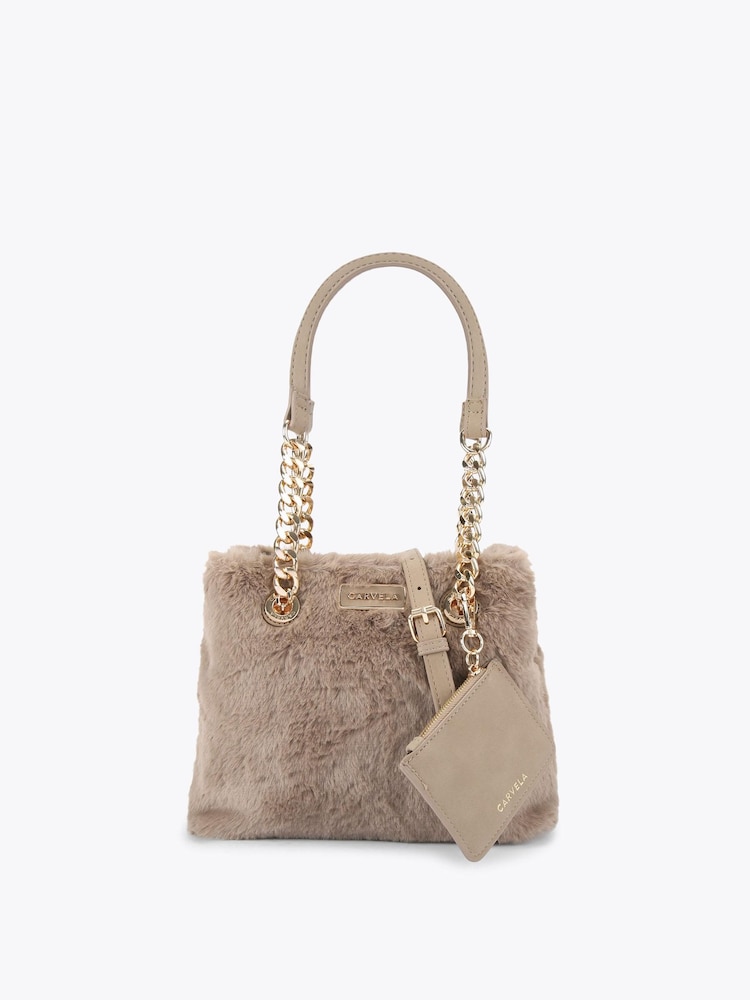 Carvela Brown Mini Cammie Fur Shoulder Bag - Image 1 of 5 Carvela Brown Mini Cammie Fur Shoulder Bag - Image 1 of 5
