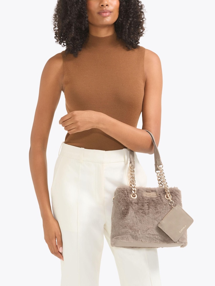 Carvela Brown Mini Cammie Fur Shoulder Bag - Image 2 of 5 Carvela Brown Mini Cammie Fur Shoulder Bag - Image 2 of 5