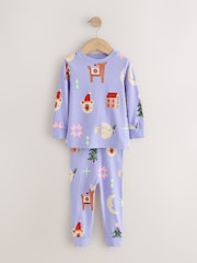Lilac Purple Christmas Snuggle Pyjamas Set (9mths-12yrs) - Image 1 of 4