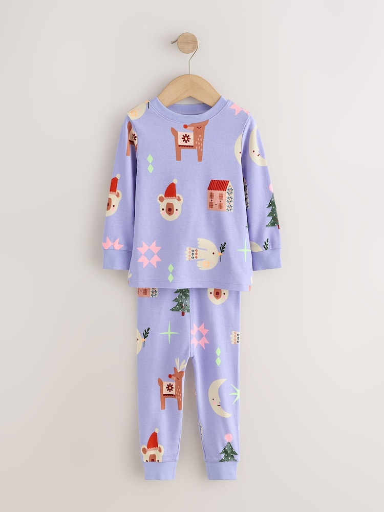 Lilac Purple Christmas Snuggle Pyjamas Set (9mths-12yrs) - Image 1 of 4 Lilac Purple Christmas Snuggle Pyjamas Set (9mths-12yrs) - Image 1 of 4