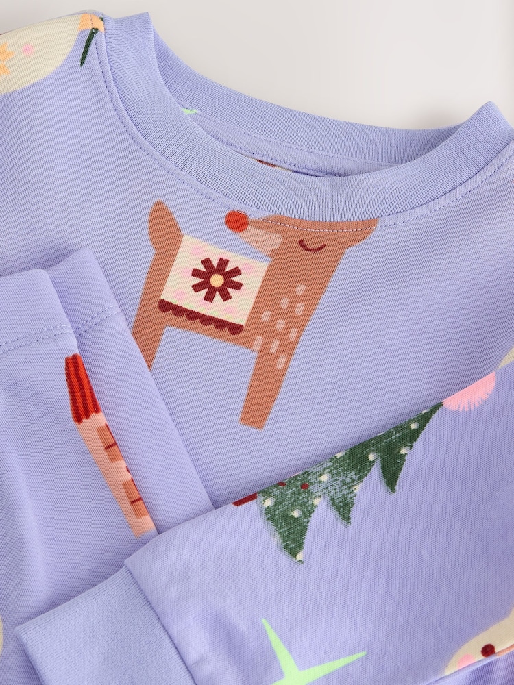 Lilac Purple Christmas Snuggle Pyjamas Set (9mths-12yrs) - Image 4 of 4 Lilac Purple Christmas Snuggle Pyjamas Set (9mths-12yrs) - Image 4 of 4