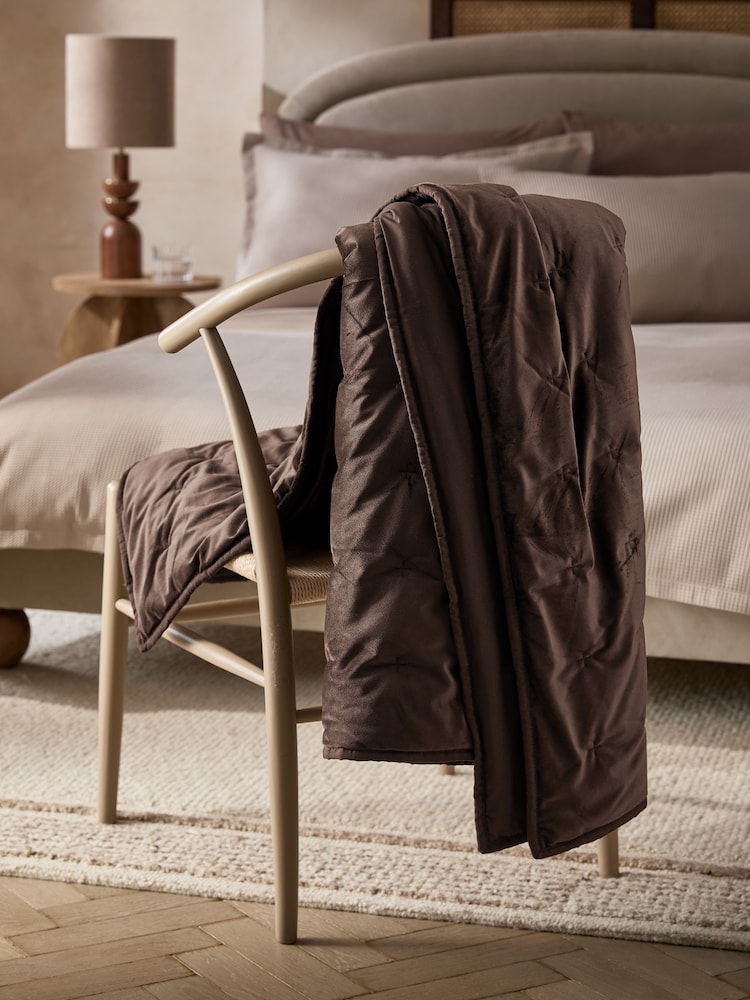Brown Elsie Velvet Quilted Bedspread - Image 2 of 4
