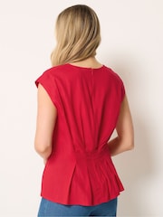 Long Tall Sally Red Grown On Sleeve Pleated Top - Image 3 of 5