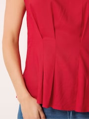 Long Tall Sally Red Grown On Sleeve Pleated Top - Image 4 of 5