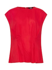 Long Tall Sally Red Grown On Sleeve Pleated Top - Image 5 of 5