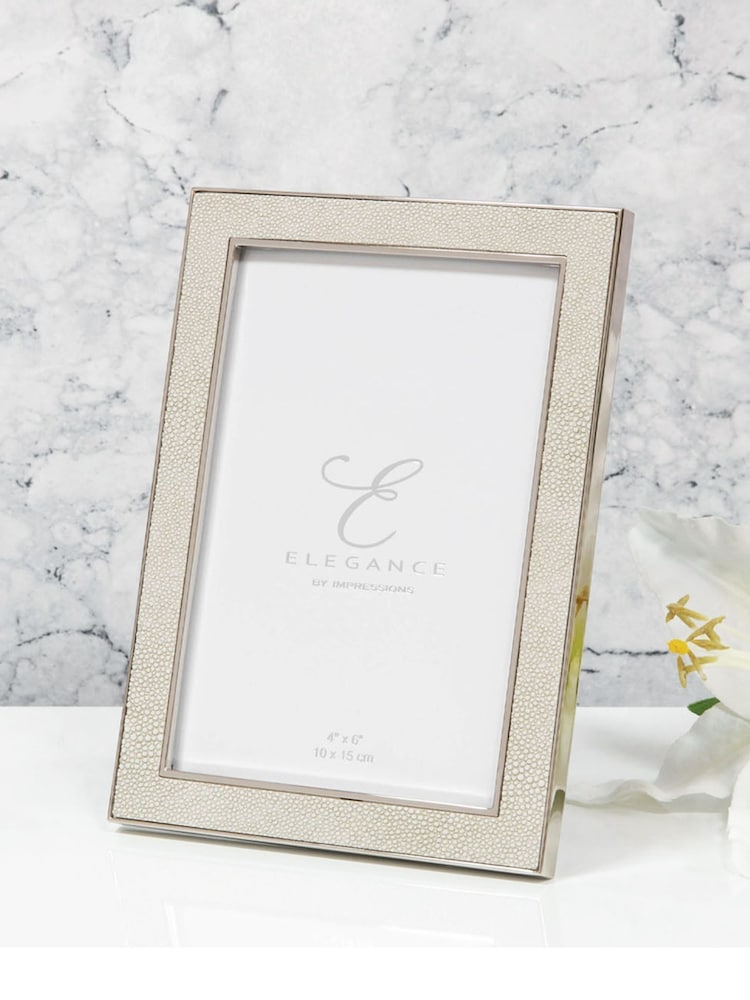 Widdop Cream Metal Plated Cream Faux Shagreen Frame - Image 1 of 4