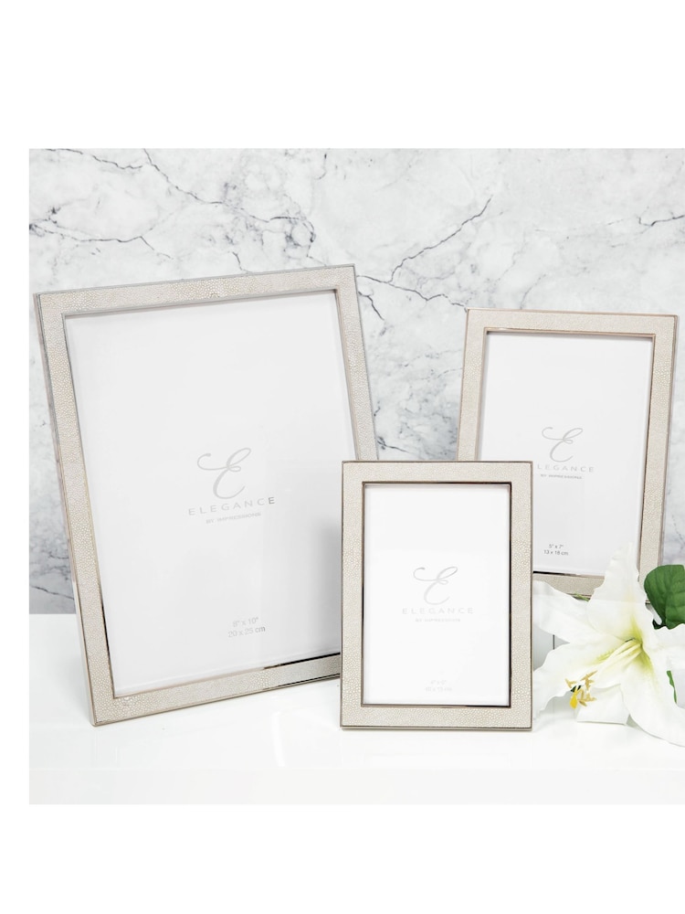 Widdop Cream Metal Plated Cream Faux Shagreen Frame - Image 4 of 4