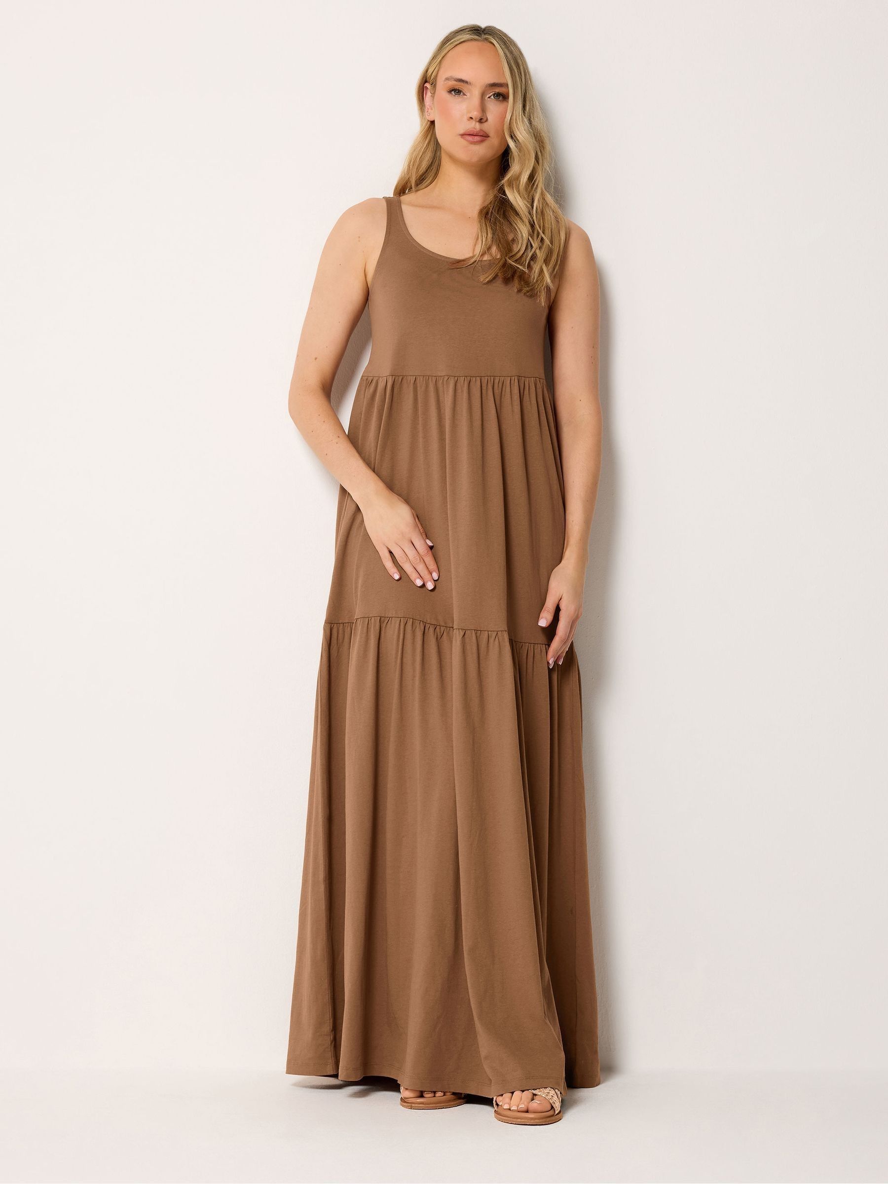 Buy Long Tall Sally Brown Sleeveless Tiered Maxi Dress from Next USA