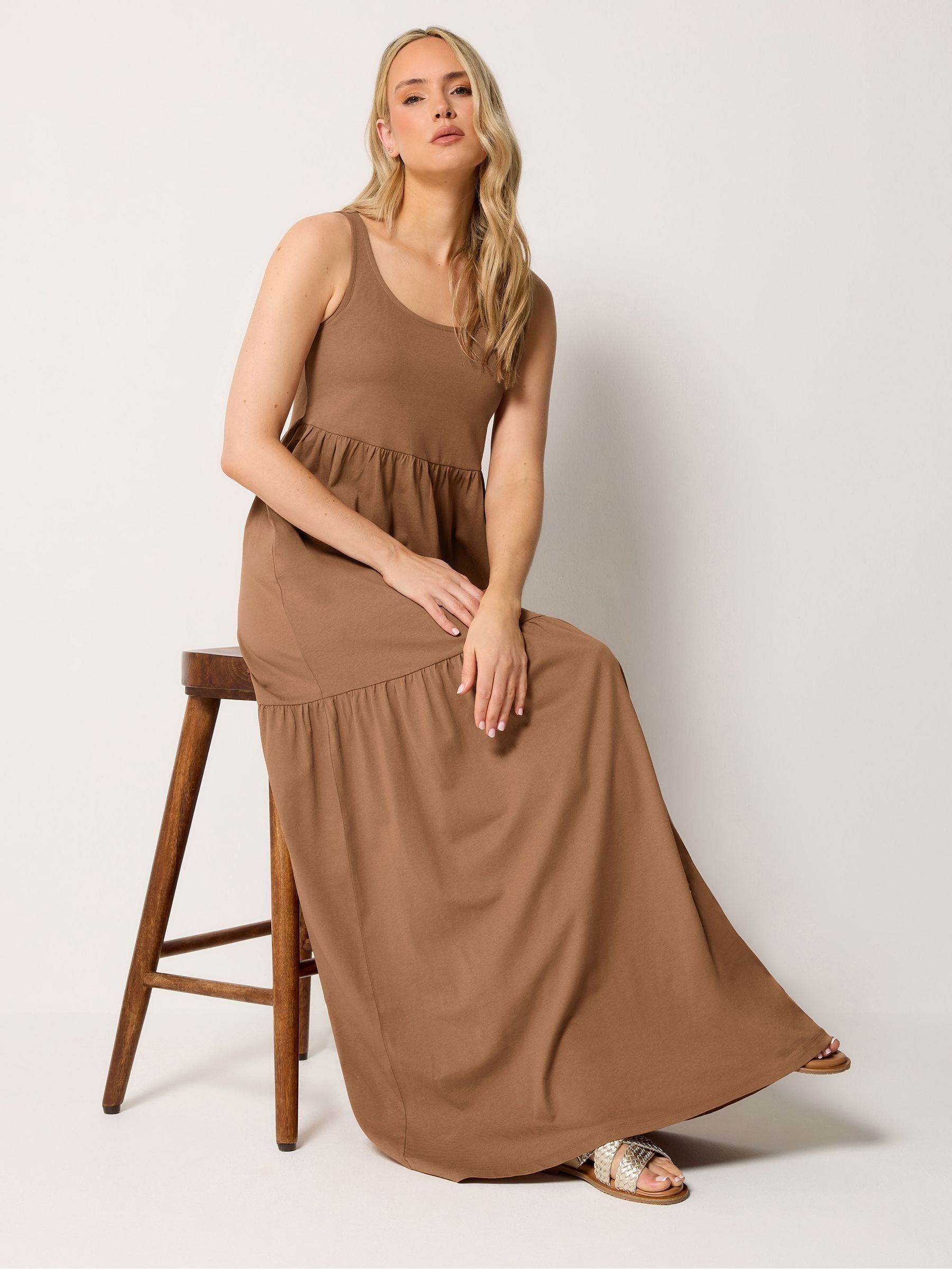 Buy Long Tall Sally Brown Sleeveless Tiered Maxi Dress from Next USA