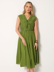 Long Tall Sally Green Pleated Tie Front Midi Dress - Image 1 of 5