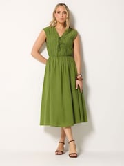 Long Tall Sally Green Pleated Tie Front Midi Dress - Image 2 of 5