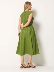 Long Tall Sally Green Pleated Tie Front Midi Dress - Image 3 of 5