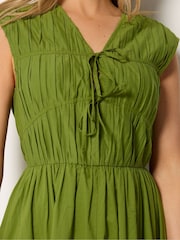 Long Tall Sally Green Pleated Tie Front Midi Dress - Image 4 of 5