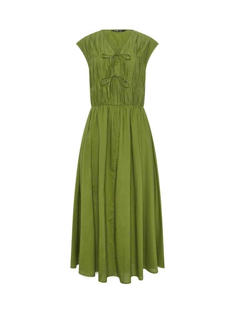 Long Tall Sally Green Pleated Tie Front Midi Dress - Image 5 of 5