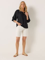 Long Tall Sally Black Boho Linen Blend Top - Image 3 of 5