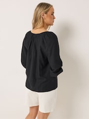 Long Tall Sally Black Boho Linen Blend Top - Image 4 of 5