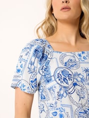 Long Tall Sally Blue Square Neck Blouse - Image 4 of 5
