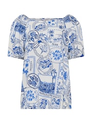 Long Tall Sally Blue Square Neck Blouse - Image 5 of 5