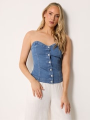 Long Tall Sally Blue Denim Bandeau Top - Image 1 of 5