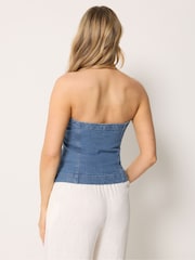 Long Tall Sally Blue Denim Bandeau Top - Image 3 of 5
