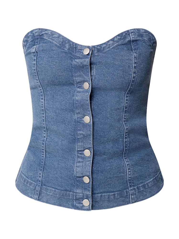 Long Tall Sally Blue Denim Bandeau Top - Image 5 of 5