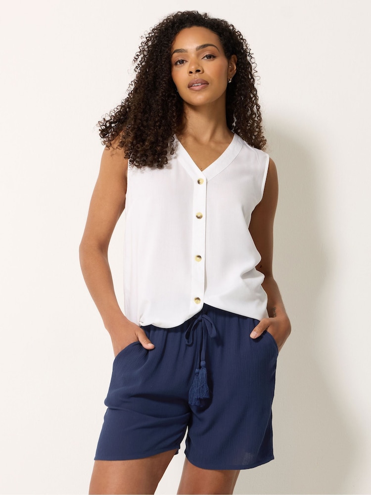 M&Co Blue Crinkle Shorts - Image 1 of 5 M&Co Blue Crinkle Shorts - Image 1 of 5