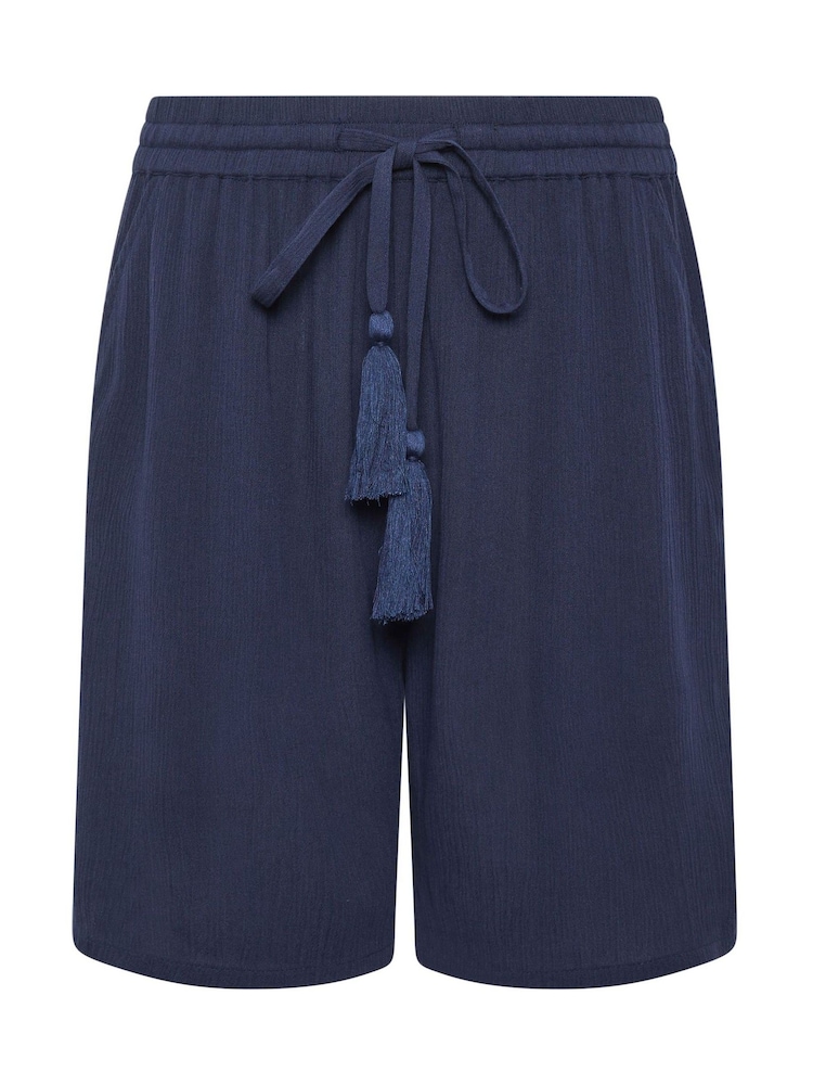 M&Co Blue Crinkle Shorts - Image 5 of 5 M&Co Blue Crinkle Shorts - Image 5 of 5