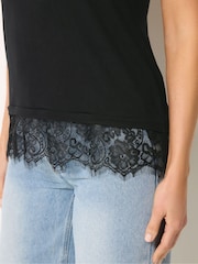 Long Tall Sally Black Lace Hem T-Shirt - Image 4 of 5
