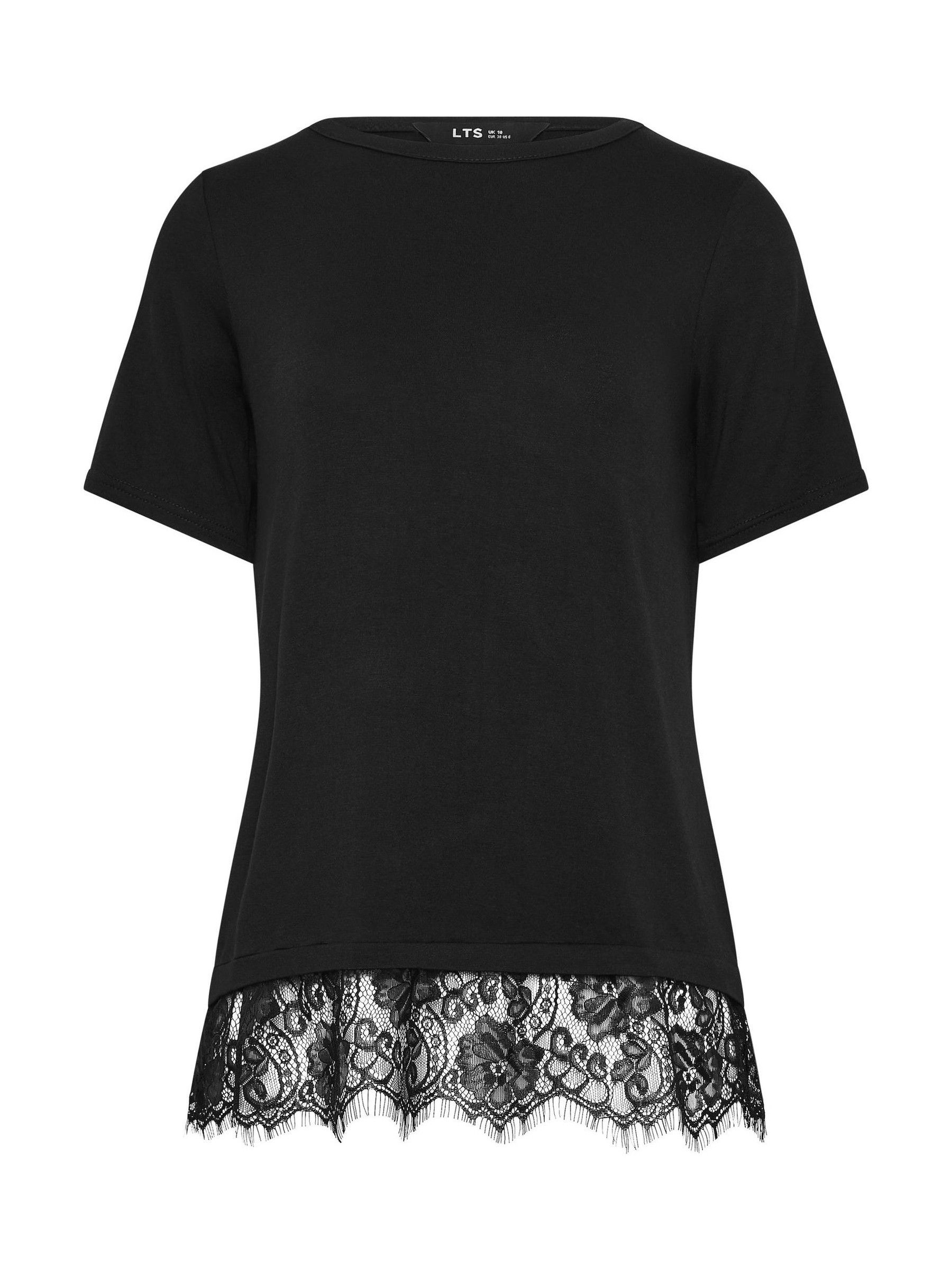Buy Long Tall Sally Black Lace Hem T-Shirt from Next USA