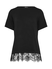 Long Tall Sally Black Lace Hem T-Shirt - Image 5 of 5